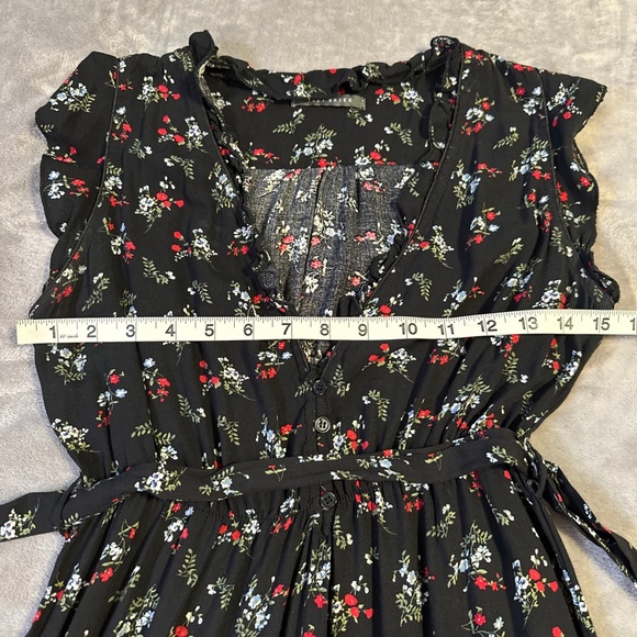 Ditsy Floral Midi Dress XS Prairie Boho Suzy Shier Cottagecore Dark Romantic - Picture 2 of 8